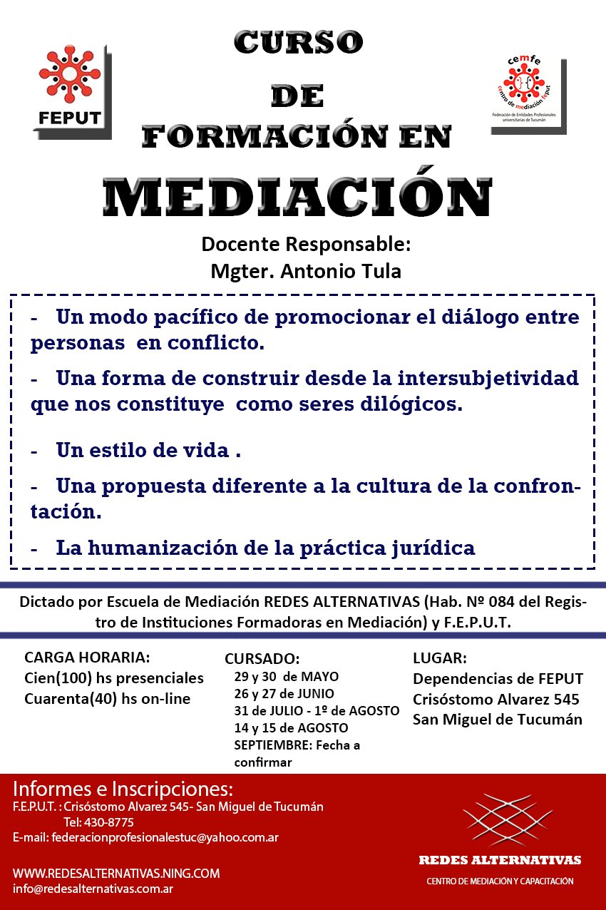 CURSO INTENSIVO DE FORMACIÓN EN MEDIACIÓN 2015