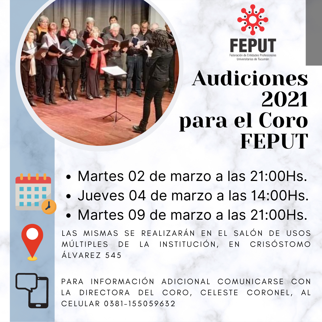 Coro FEPUT | Fechas de las audiciones 2021