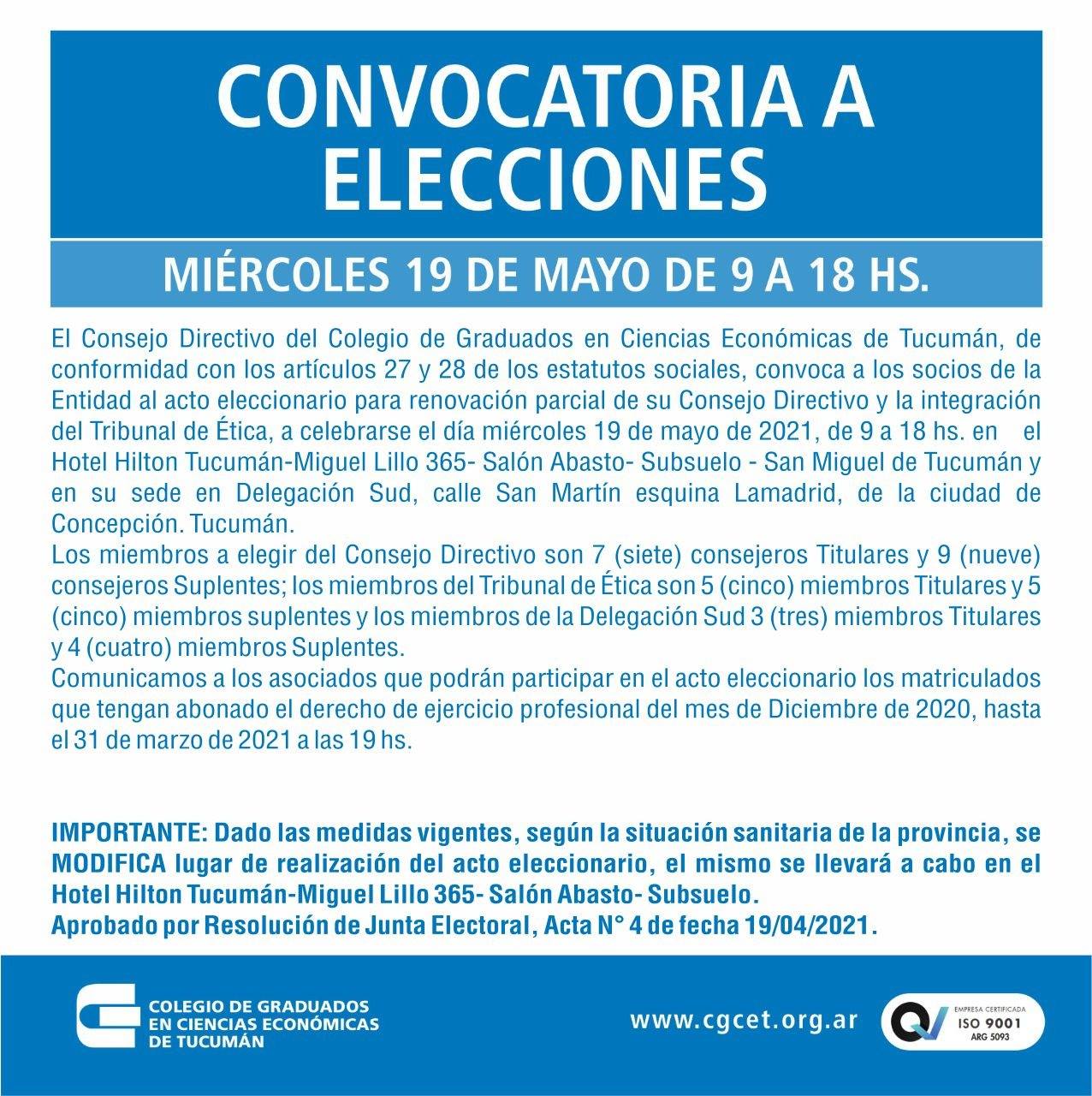 CGCET | Convocatoria a elecciones