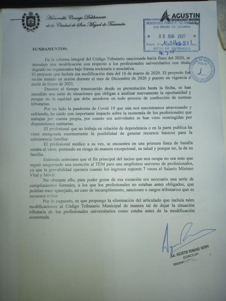 La Municipalidad de la Capital no aplicará el TEM a los profesionales