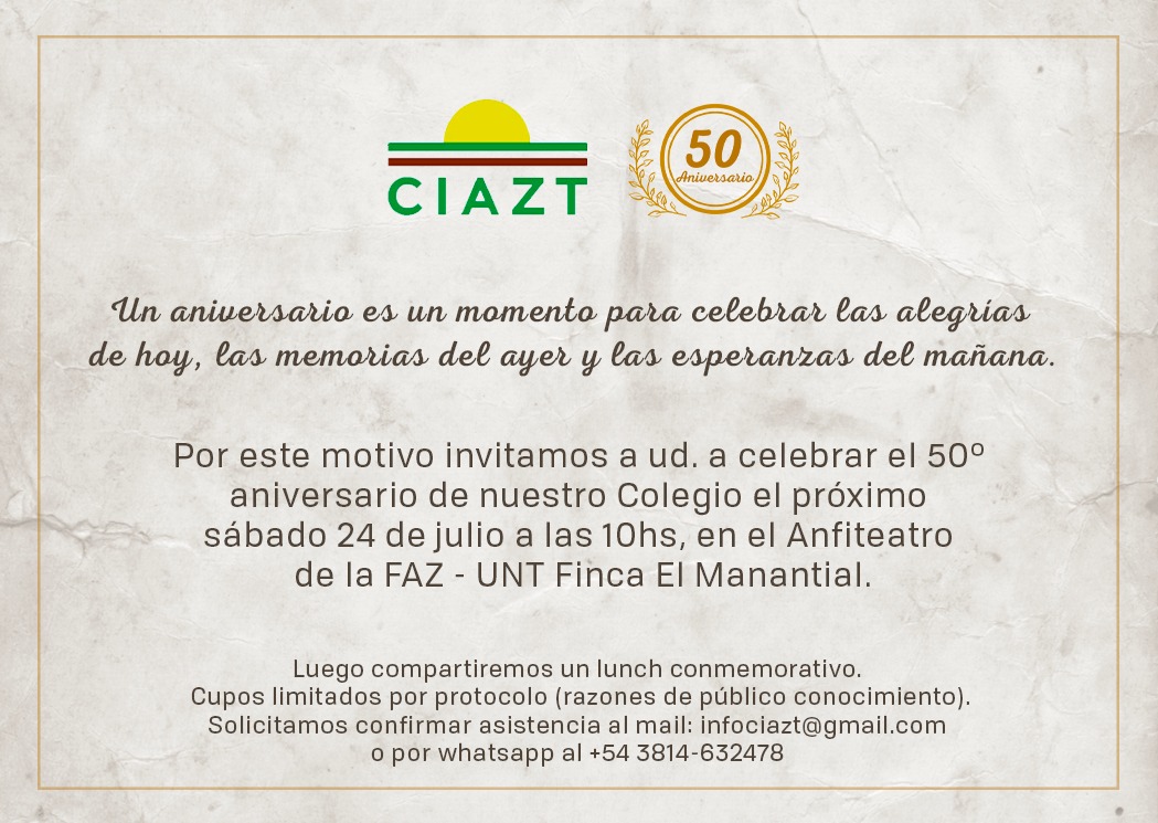 Aniversario 50 del Colegio de Ingenieros Agrónomos y Zootecnistas de Tucumán