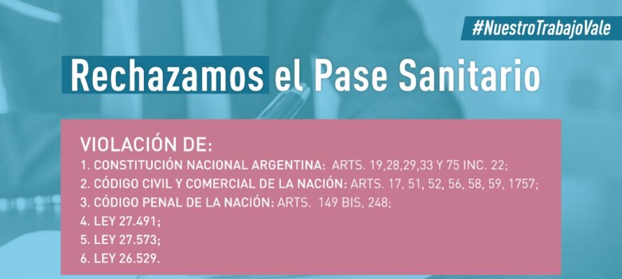 El Colegio de Abogados rechaza el Pase Sanitario